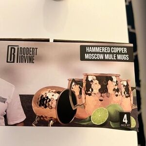 Hammered copper Moscow mule mugs